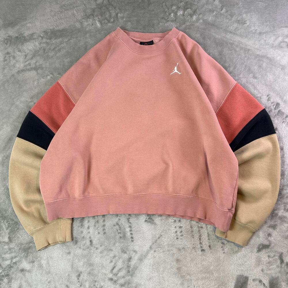 Jordan Pink Colorblock Crewneck Sweatshirt Womens Medium Loose Fit